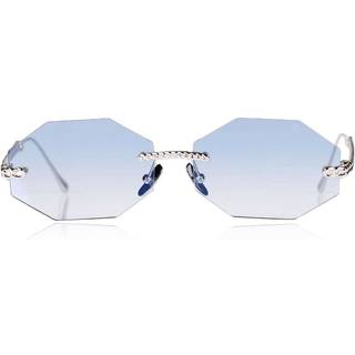 Anna-Karin Karlsson CHAIN NEST SUN - OCTAGONAL Hvid Guld Blue 54 Solbriller Kvinder Silver - White Gold with Swarovski Crystals - 54mm
