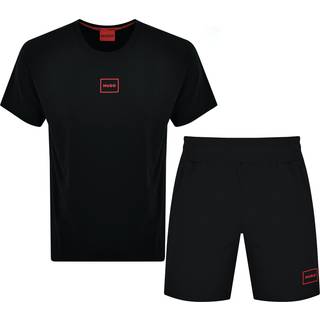 HUGO Herren Pyjama Set schwarz Jersey-Baumwolle unifarben