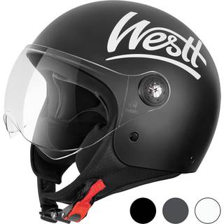 Westt Open Face Hjelm - Motorcykelhjelm knallert 3/4 Half Vespa Vintage med visirhelmeter til voksne Dot Touring Men Women Scooter Classic Series