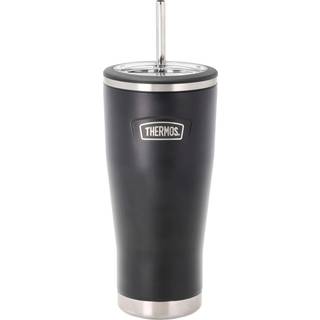Termokrus med sugerør fra Thermos - Sort farve - Rustfrit stål 18/10