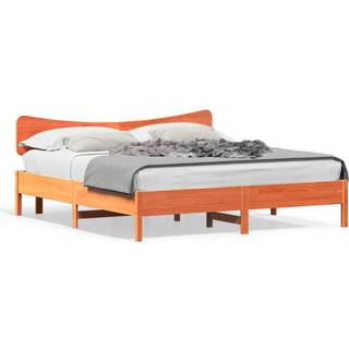 Sengeramme Uden Madras Massivt Fyrretræ - Gyldenbrun / 160 x 200 cm