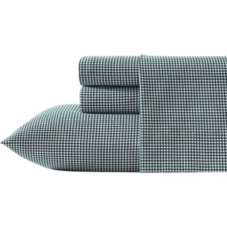 Nautica - King Sheet Set b?rstet flanel senget?j s?t bl?dt og hyggeligt boligindretning (Bayside Plaid Green King)