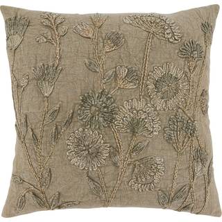 Saro Lifestyle Genevieve Collection Stone Washed Floral Pillow Cover 20 """" Taupe