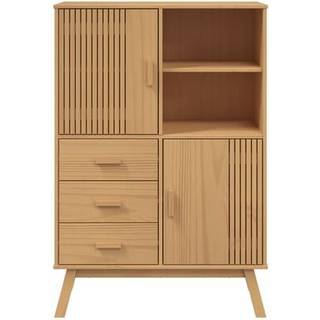 Skab Olden 85X43X125 Cm Massivt Fyrretræ - Brun