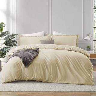 Hearth & Harbour California King Duvet Cover Sets Beige Cream - 3 stykket DUVET -Cover California King Soft Double Brushed Duelt Covers med knapl