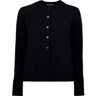 Stenströms Ammie Sort cardigan i merinould | Dame |Strik & Trøjer | Størrelse: L | Sort | Solid | Lange Ærmer