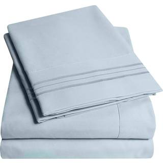 1500 Supreme Collection Full Sheet Sets Misty - Luxury Hotel Bedark og Pillowcase Set til fuld madras - Ekstra bl?de elastiske hj?rne stropper De