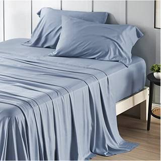 Sengesure California King Sheet Sets - 100% viskose fra bambusplader 16 """" Deep Pocket Cooling Bedark ?ndbar og silke -lignende senget?j og pudeb