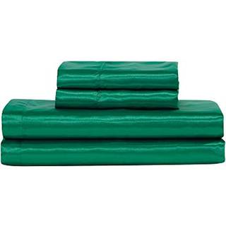 MK Collection Soft Silky Satin Solid Color Deep Pocket Sheet Set (Hunter Green Twin)