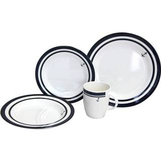 Melaminservice 1852-Marine Non-slip, hvid/blå, 16 dele
