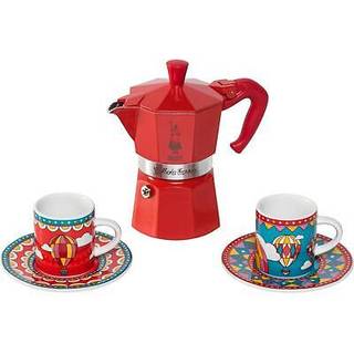 Bialetti Moka Express 3 Kop. Espressokande Rød Inkl. Espressokopper m. Underkopper 2 stk  – Winter Wonderland Limited Edition