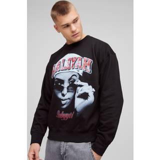 Mens Black Oversized Aaliyah License Print Sweatshirt