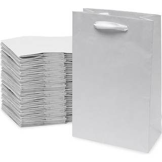 Hvide gaveposer med hndtag - 6x3x9 50-pak ekstra sm boutiquetasker Ministrrelse Kraftpapir indkbspose til gaveindpakning Festgaver Fdselsdag