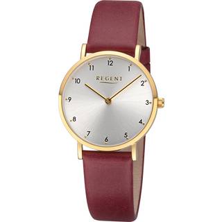 Regent BA-862 Damenuhr Quarz mit Lederband Rot