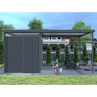 Redskabsskur Redskabsrum Haveskur m/ovenlys og udhæng, 4,9x2,45x2,26m,12,0m²,Antracit