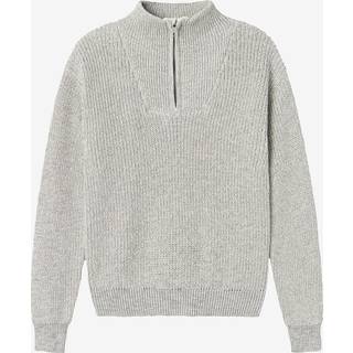 Name It Grey Melange Halv Lynlås Strikbluse