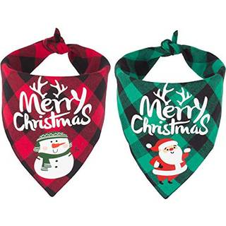 AdoggyGo 2 Pack Dog Bandana Christmas Classic Buffalo Plaid Dog t?rkl?de Pet Triangle BiMS Julekostume tilbeh?r til sm? medium store hunde katte