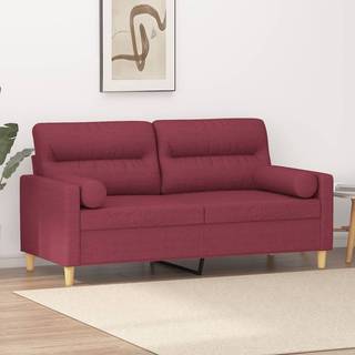 3-Personers Sofa Med Pyntepuder Stof - 140 cm / Vinrød