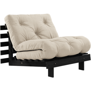 Roots 90 Sovesofa Fra Karup Design i Massiv FSC Fyrretræ | Japandi - Sort lak - 747 Beige