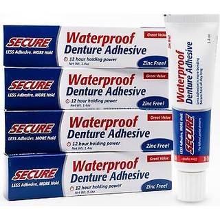 Sikker vandt?t protese -kl?bemiddel - Zinkfri - Ekstra st?rk 12 timers hold - 1,4 oz (pakke med 4)