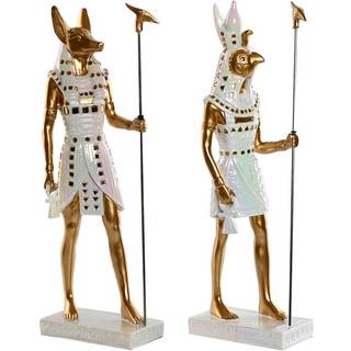 Dekorativ figur Home ESPRIT Hvid Gylden Harpiks Orientalsk Egyptisk mand 7 x 11,5 x 36 cm (2 enheder)