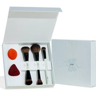 Jessup Face Makeup Brushes med makeup -svamp 3pcs Double Ended Makeup Brush til Foundation Contour Blush Highlight og Concealer Brush Premium Syn