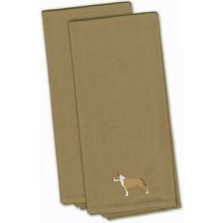 """" Caroline's Treasures BB3454TNTWE Staffordshire Bull Terrier Tan Broderet køkkenhåndklæde (sæt af 2) 28 """" ""X 19"" """" ""Multicolor"" ""
