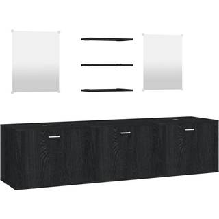 møbelsæt til badeværelse 6 dele konstrueret træ sort