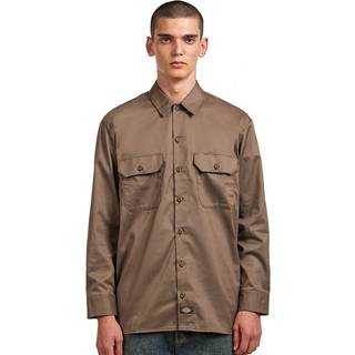 Dickies Work Shirt L/S Recycled Skjorte Herrer størrelse L farve brun