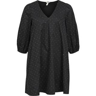 Object Collectors Item Objrigini 3/4 SLEEVE V-NECK Dress Black Detail:rhinestones 34