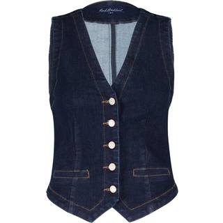 Red Button Vest Denim Dark Blå-M