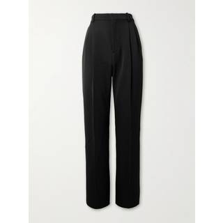 SAINT LAURENT - Wide-Leg Pleated Grain de Poudre Wool Trousers - Men - Black - IT 52