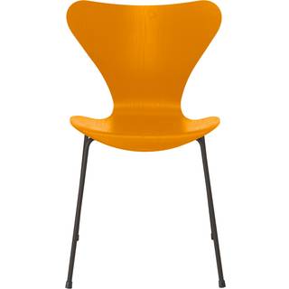Fritz Hansen - Series 7 stol 3107 farvet askefiner stålstel varm grafit burnt yellow - Spisebordsstole - Arne Jacobsen - Gul - Metal/Træ