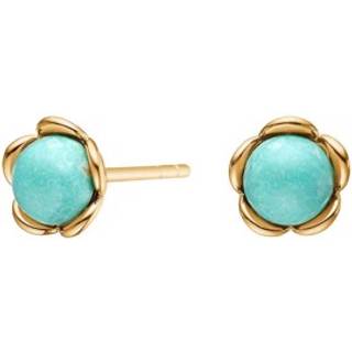 Siersbøl forgyldt ørestikker Flower med turkis