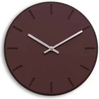 Hemverk - Vægur - Mørk Eg/Burgundy - Sølv visere - Ø28 cm