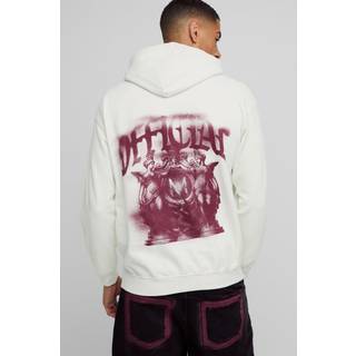 Mens Ecru Oversized Official M Renaissance Graphic Washed Hoodie