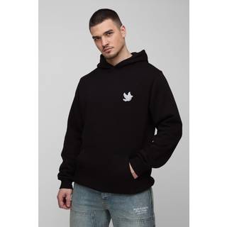 Mens Black Tall Dove Embroidered Hoodie