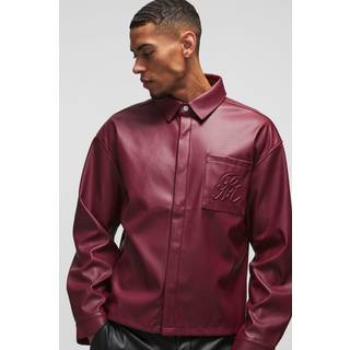 Mens Red PU Embossed Western Overshirt