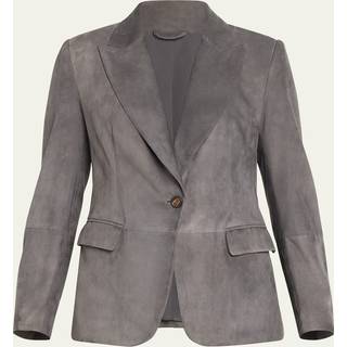 Brunello Cucinelli Single-breasted suede blazer - grey - L