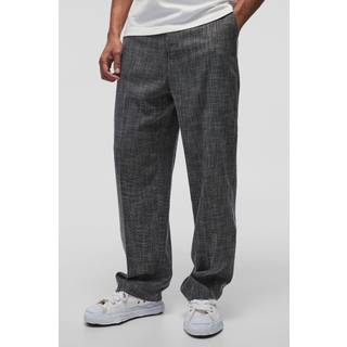 Mens Charcoal Fixed Waist Relaxed Texture Tailored Trouser