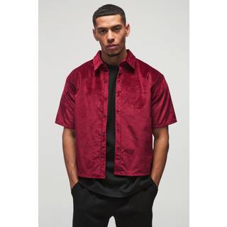 Mens Red Oversized Boxy M Washed and Applique T-shirt