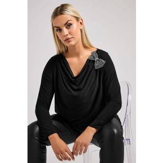 Yours Curve Yours Curve Black London Diamante Bow Cowl Top