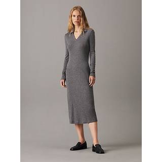 Slim Wool Lyocell Polo Dress - Grey - XS