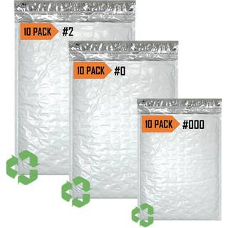 SALG4Less Poly Bubble Mailers #2 8.5x12 10 Pack 0 6x10 10 Pack 000 4x8 10 Pakning Polstret konvolut Mailer Vandt?t Variety Pack White