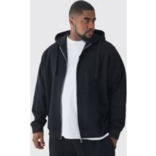 Mens 330GSM Plus Regular Fit Zip Through Hoodie in Black