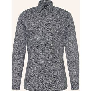 OLYMP Herren Hemd schwarz gemustert Slim Fit