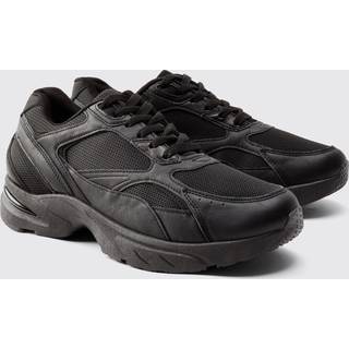 Mens Black Chunky Mesh Trainer