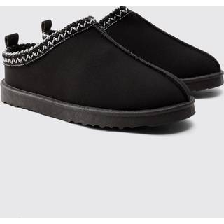 Mens Black Slip on Cosy Mules