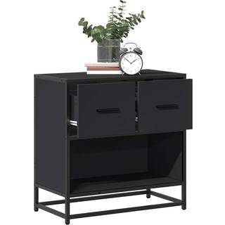 sengeskab sort 60x31x60 cm konstrueret træ og metal