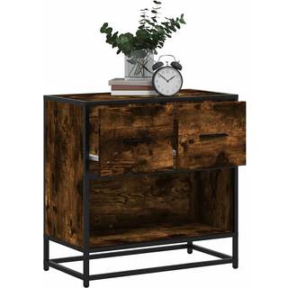 sengeskab røget egetræsfarve 60x31x60 cm konstrueret træ metal